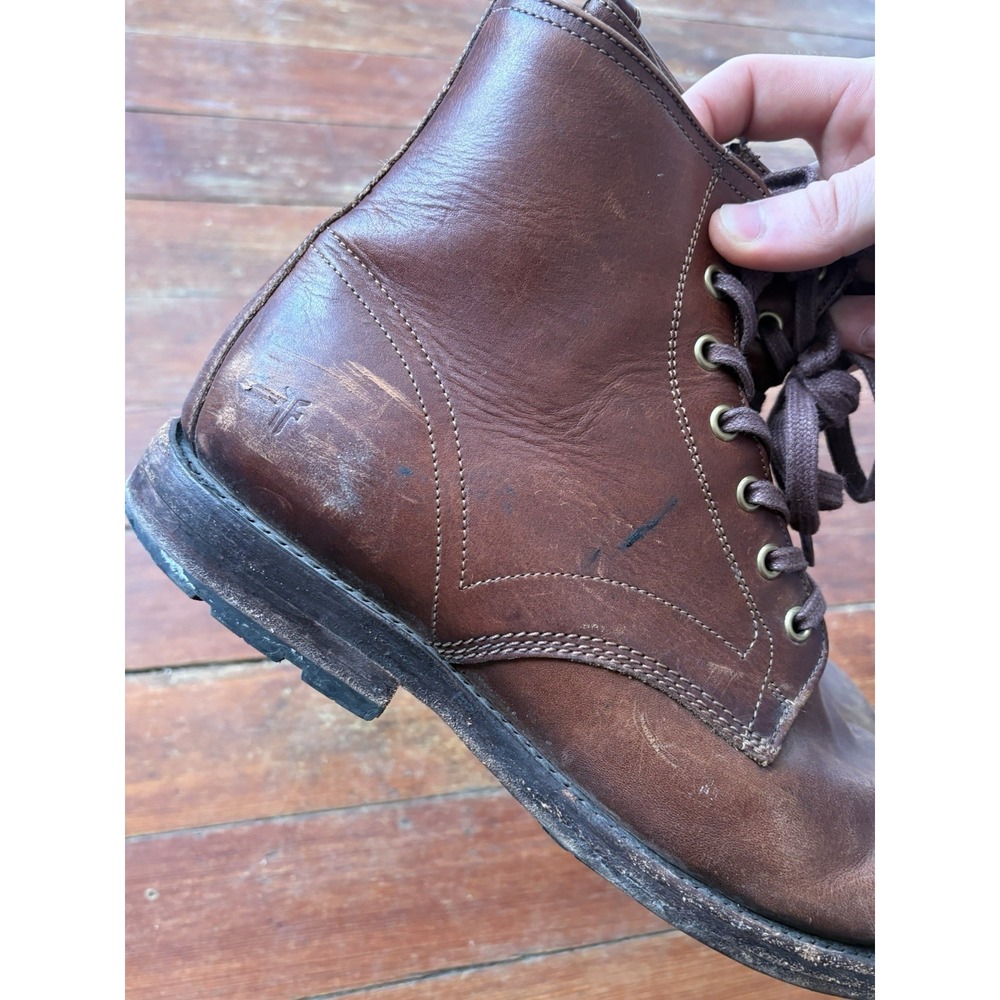 FRYE Tyler Flex Lace Up Boots Brown Suede Men's 10 M Side Zip Leather Patina - Picture 4 of 11